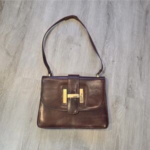 Vintage Brown Leather Saks Fifth Avenue Handbag Shoulder Purse